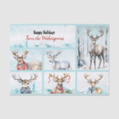 Rentiere in Scarves Personalisierter Weihnachtsfes Seidenpapier (Vorderseite)