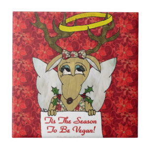 Rentiere Ist die Zeit Vegan zu sein Engel Fliese