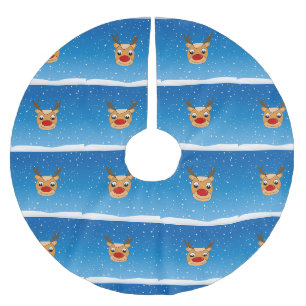 Rentiere lächeln auf blau polyester weihnachtsbaumdecke
