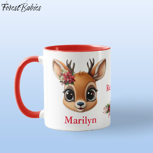Rentiere Liebe, Poinsettia Blumenwild, Fawn, 🦌 Tasse