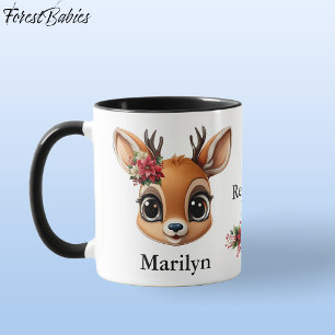 Rentiere Liebe, Poinsettia Deer, Fawn, Flora Dose  Tasse
