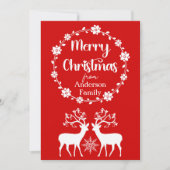 Rentiere mit Blumenrahmen Nordic Frohe Weihnachten (Vorderseite)