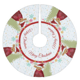 Rentiere Pine Tree Snowflake Niedliche Weihnachten Polyester Weihnachtsbaumdecke