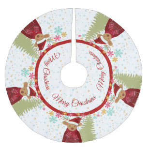 Rentiere Pine Tree Snowflake Niedliche Weihnachten Polyester Weihnachtsbaumdecke