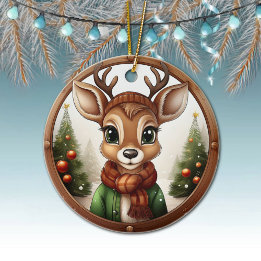 Rentiere, Rehe, Antler, Winter-Weihnachten-Szene � Keramik Ornament