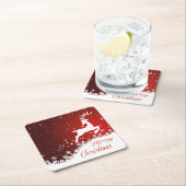 Rentiere, Schneeflocken Weihnachten Rechteckiger Pappuntersetzer (Vor Ort)