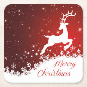 Rentiere, Schneeflocken Weihnachten Rechteckiger Pappuntersetzer (Vorderseite)