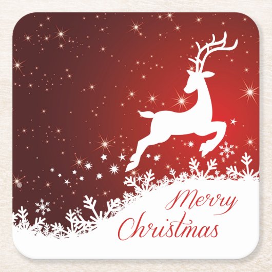 Rentiere, Schneeflocken Weihnachten Rechteckiger Pappuntersetzer (Vorderseite)