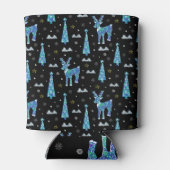 Rentiere, Schneeflocken, Weihnachtsmuster Dosenkühler (Rückseite)