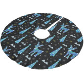 Rentiere, Schneeflocken, Weihnachtsmuster Polyester Weihnachtsbaumdecke (Schrägansicht)