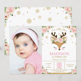 Rentiere Schneeflocken Winter Geburtstag Foto Einladung