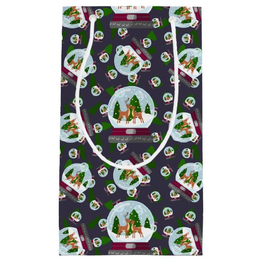 Rentiere & Schneekugeln Kleine Geschenktüte (Vorderseite)