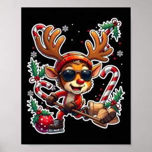 Rentiere spielen Hockey Weihnachten Xmas Kinder  Poster