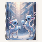 Rentiere spielen mit Snowballs Notebook Notizblock (Vorderseite)