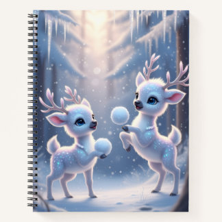 Rentiere spielen mit Snowballs Notebook Notizblock