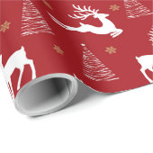 Rentiere und Baumpackpapier Geschenkpapier (Rolleneckpunkt)