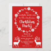 Rentiere und Blumenrahmen Nordisches Weihnachtsfes Einladung (Vorderseite)