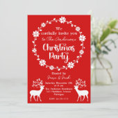 Rentiere und Blumenrahmen Nordisches Weihnachtsfes Einladung (Stehend Vorderseite)
