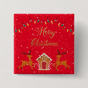 Rentiere und Bonbons - Weihnachten Button