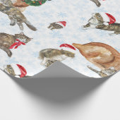 Rentiere und Kätzchen Geschenkpapier (Ecke)