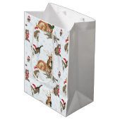 Rentiere und Kätzchen Mittlere Geschenktüte (Vorderseite Schrägansicht)