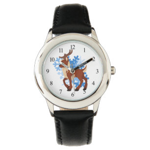 Rentiere und Schneeflocken Armbanduhr