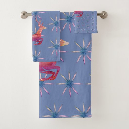 Rentiere und Schneeflocken Badhandtuch Set (Insitu)