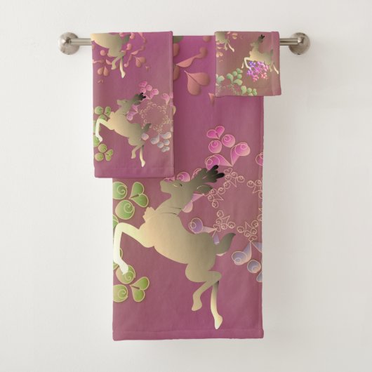 Rentiere und Schneeflocken Badhandtuch Set (Insitu)