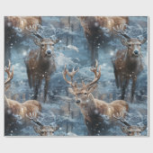Rentiere und Schneeflocken Geschenkpapier (Flach)