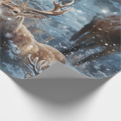 Rentiere und Schneeflocken Geschenkpapier (Ecke)