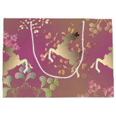 Rentiere und Schneeflocken Groß Große Geschenktüte (Rückseite)