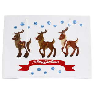 Rentiere und Schneeflocken Große Geschenktüte