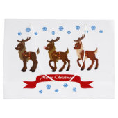 Rentiere und Schneeflocken Große Geschenktüte (Rückseite)