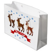 Rentiere und Schneeflocken Große Geschenktüte (Rückseite Schrägansicht)