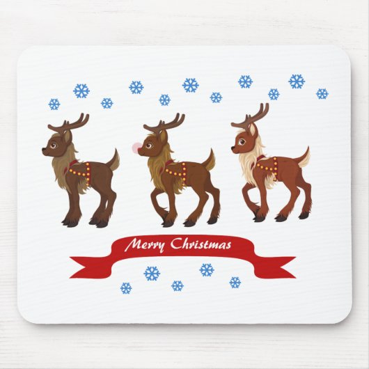 Rentiere und Schneeflocken Mousepad (Vorne)