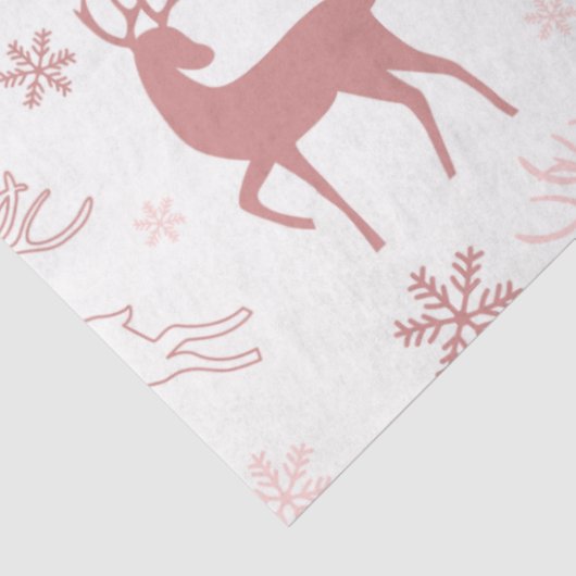 Rentiere und Schneeflocken Rosa Braun Weihnachten Seidenpapier (Ausschnitt)