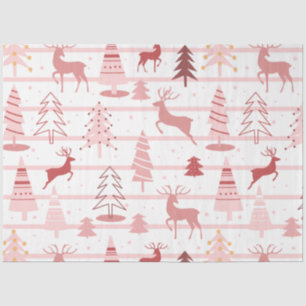 Rentiere und Schneeflocken Rosa Weihnachten Seidenpapier