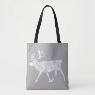 Rentiere und Schneeflocken Sanftes Grau Tasche
