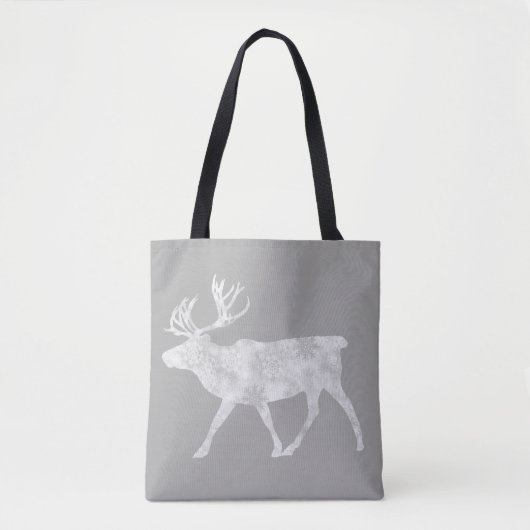 Rentiere und Schneeflocken weich grau Tasche (Vorderseite)
