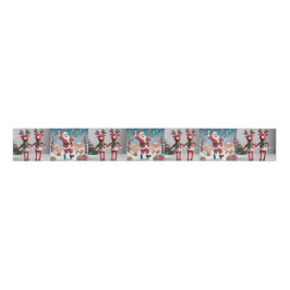 Rentiere und Weihnachtsmann Ripsband