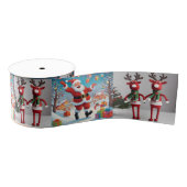 Rentiere und Weihnachtsmann Ripsband (Spule)