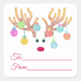 Rentiere und Ziergegenstände - Geschenketiketten Quadratischer Aufkleber