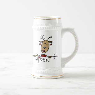 Rentiere Vixen Weihnachts-T-Shirts und Geschenke Bierglas
