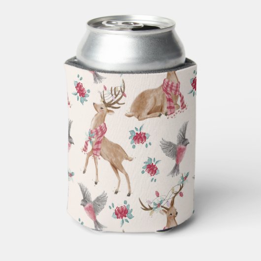 Rentiere, Vögel, Blume Dosenkühler (Kanne Rückseite)