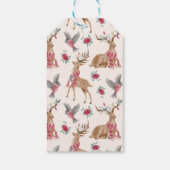 Rentiere, Vögel, Blume Geschenkanhänger (Rückseite)