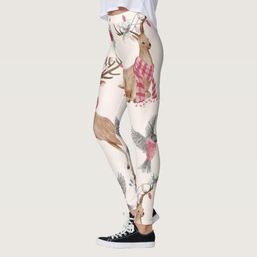 Rentiere, Vögel, Blume Leggings (Links)