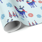 Rentiere, Weihnachtsbäume und Schneeflocken-Muster Geschenkpapier (Rolleneckpunkt)