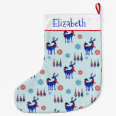 Rentiere, Weihnachtsbäume und Schneeflocken-Muster Großer Weihnachtsstrumpf (Rückseite)