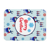 Rentiere, Weihnachtsbäume und Schneeflocken-Muster Magnet (Horizontal)