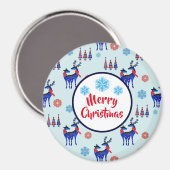 Rentiere, Weihnachtsbäume und Schneeflocken-Muster Magnet (Vorderseite/Rückseite)